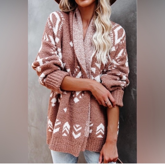 Vici Brown and Cream Patterned Cardigan - Picture 4 of 10